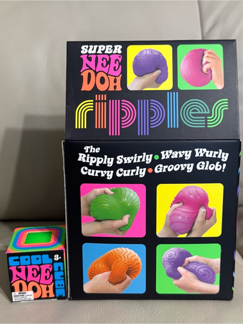 NEW Super Needoh Ripples GREEN Jumbo Squishy & Matching Teenie Needoh Cool Cube - Picture 3 of 4